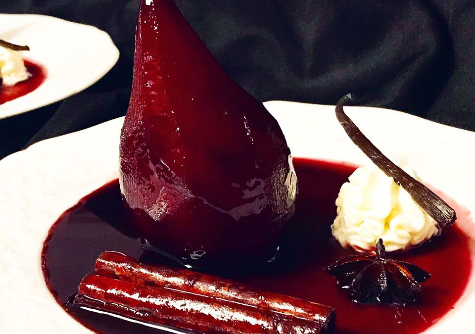 Red Wine Poached pears