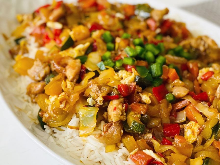 Stir Fired Basmati rice with Chicken and Veggies